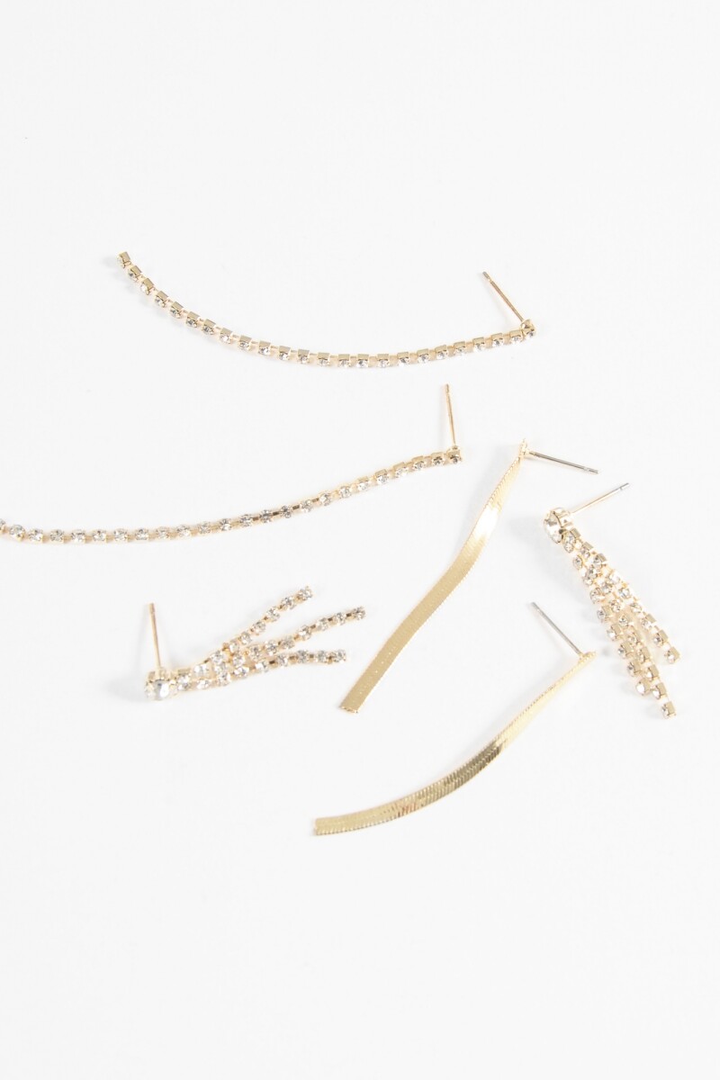 Set caravanas party strass dorado