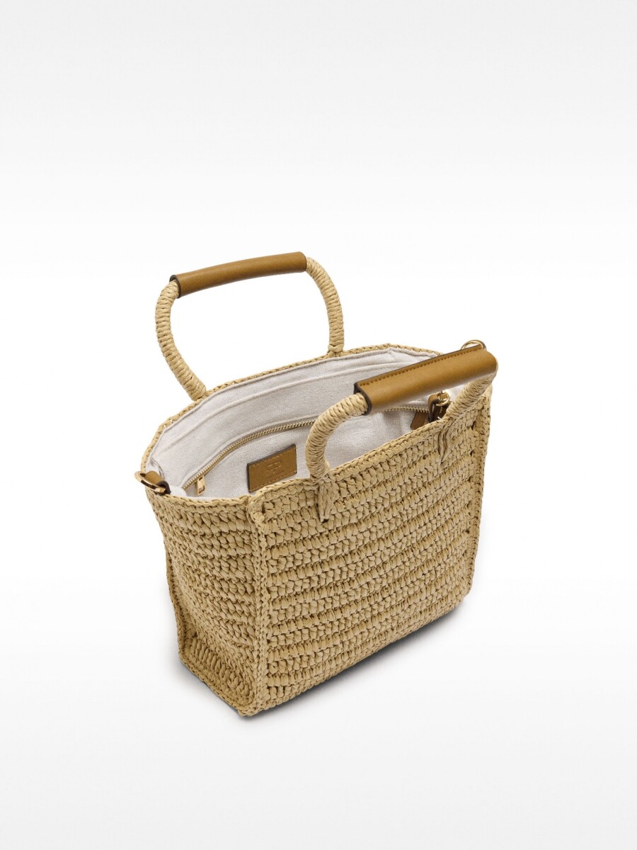 Bolso Tote Efecto Rafia Con Bandolera natural