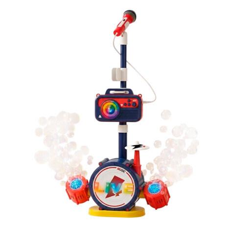 Set Musical Burbujero Batería Micrófono Sonido Y Luz Azul