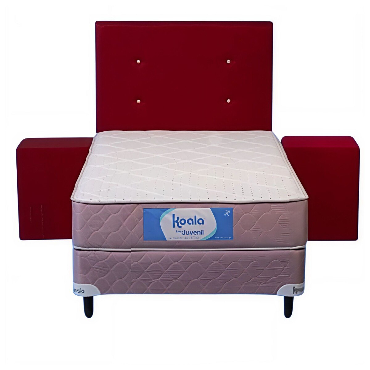 Sommier Koala Juvenil Rosa 100x190 + Cabecera Bordo + Puff 