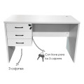 Escritorio MDF reforzado 3 cajones con llave Blanco