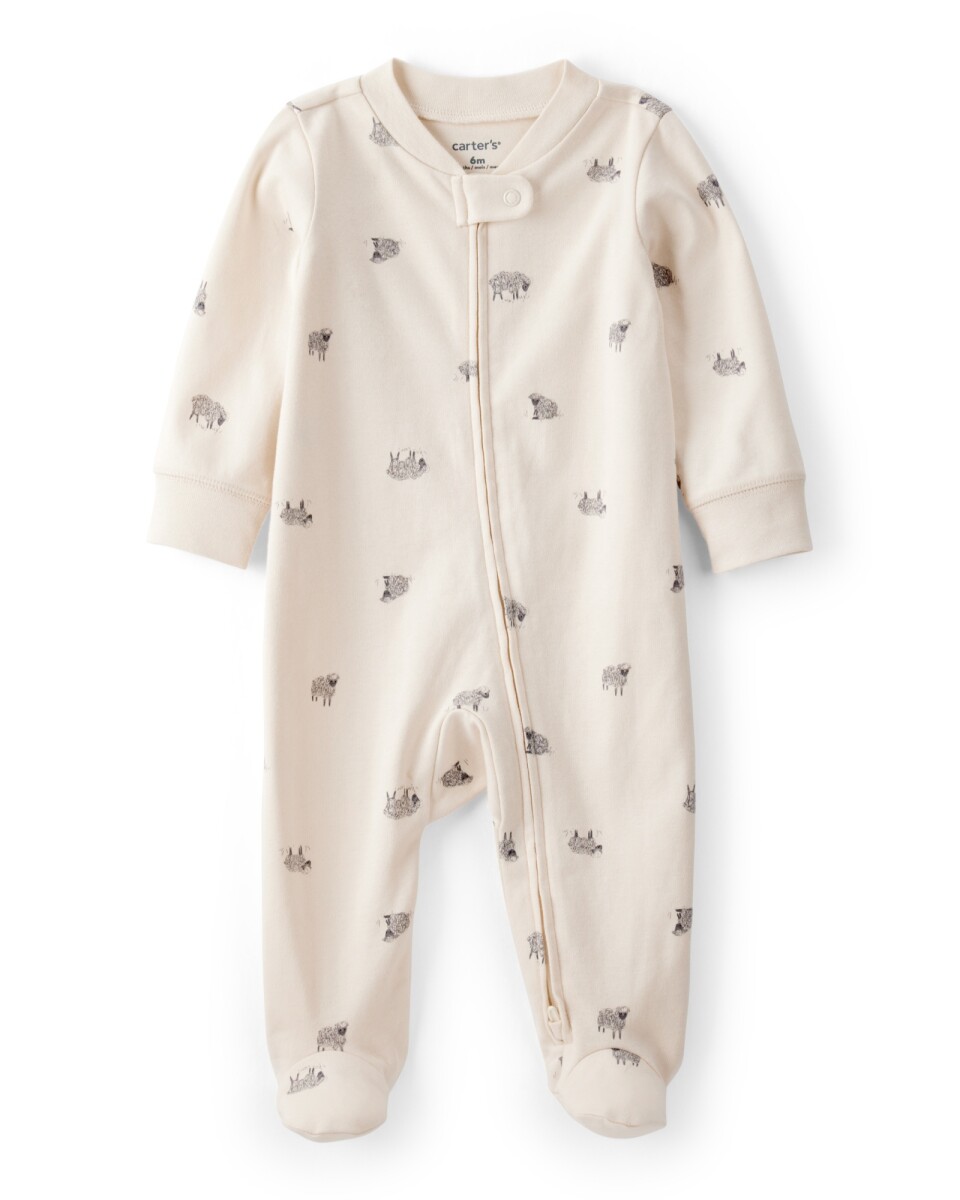 Pijama una pieza de algodón, con pie, diseño ovejas 