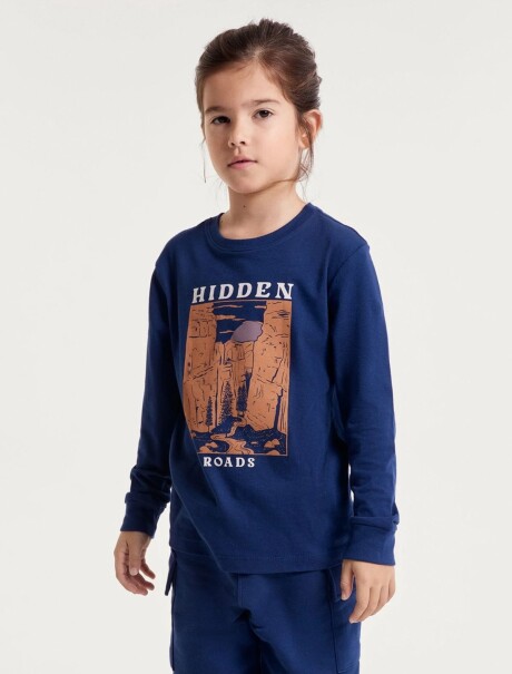 CAMISETA INFANTIL CON ESTAMPA AZUL