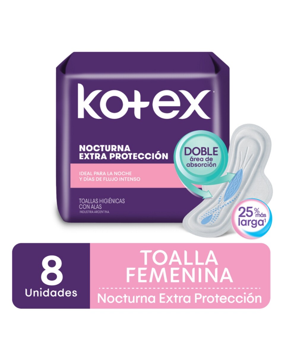Kotex Toallitas Nocturnas x8 – Protección Total Durante la Noche
