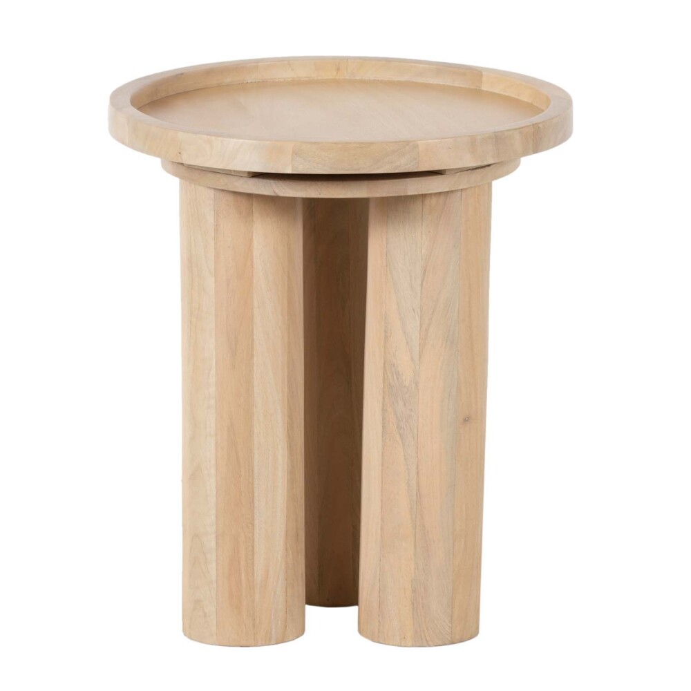 MESA AUXILIAR MDF-Y-MADERA NATURAL-BEIGE CYLINDER NATURAL