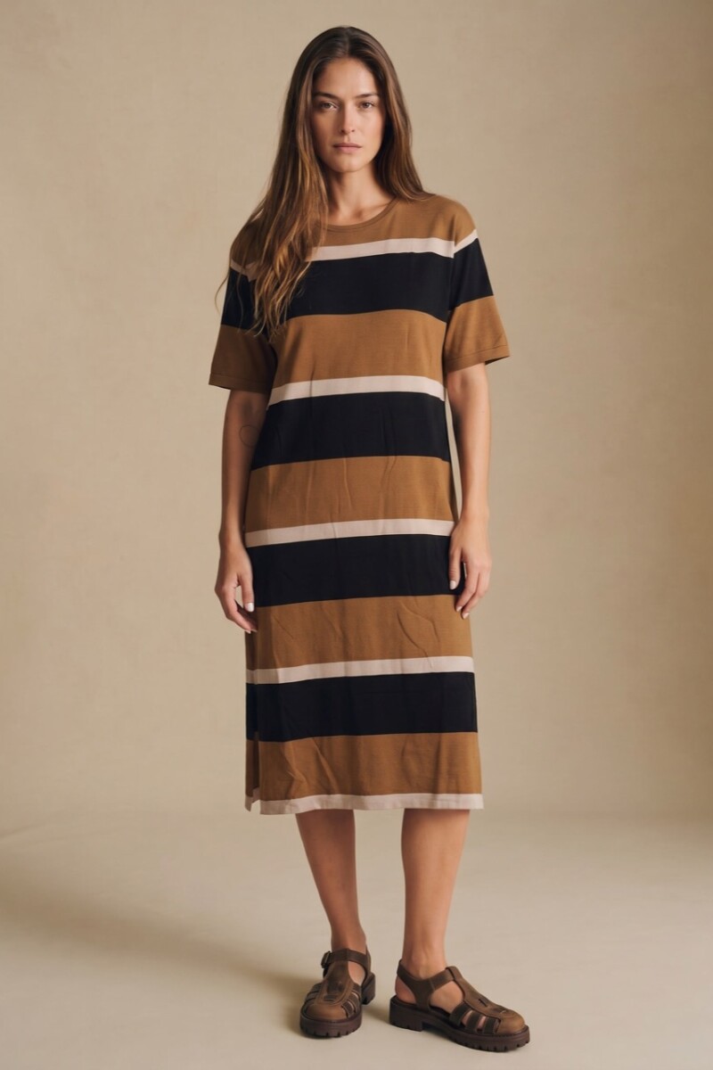 Vestido Tejido A Rayas Negro