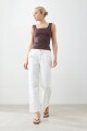 Pantalón wide leg pinzado crudo