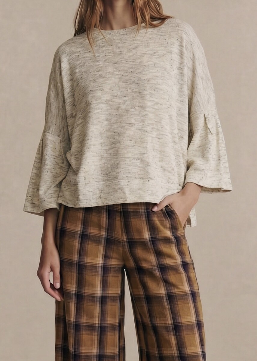 Sweater Manga Volado - Gris Melange 