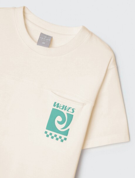 CAMISETA INFANTIL CON ESTAMPA MODELO OVERSIZE BEIGE