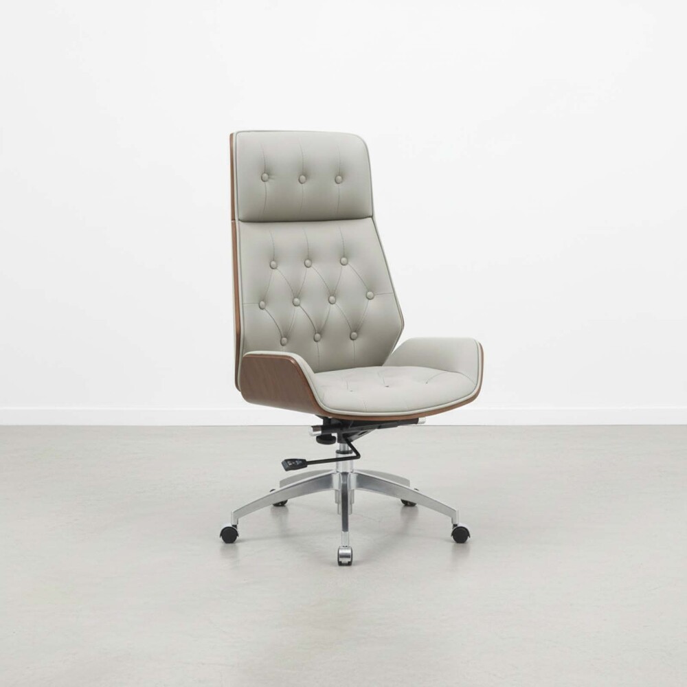 ASIENTO GERENCIAL ALTO MADERA-Y-PU NATURAL-BEIGE CONFORT