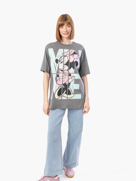 REMERA MINNIE IN LETTERS GRIS OSCURO