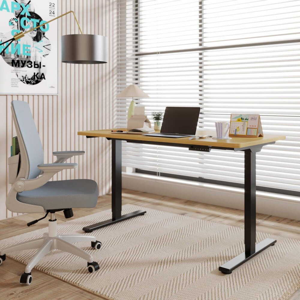 ESCRITORIO REGULABLE METAL-Y-MDF NEGRO E1PRO