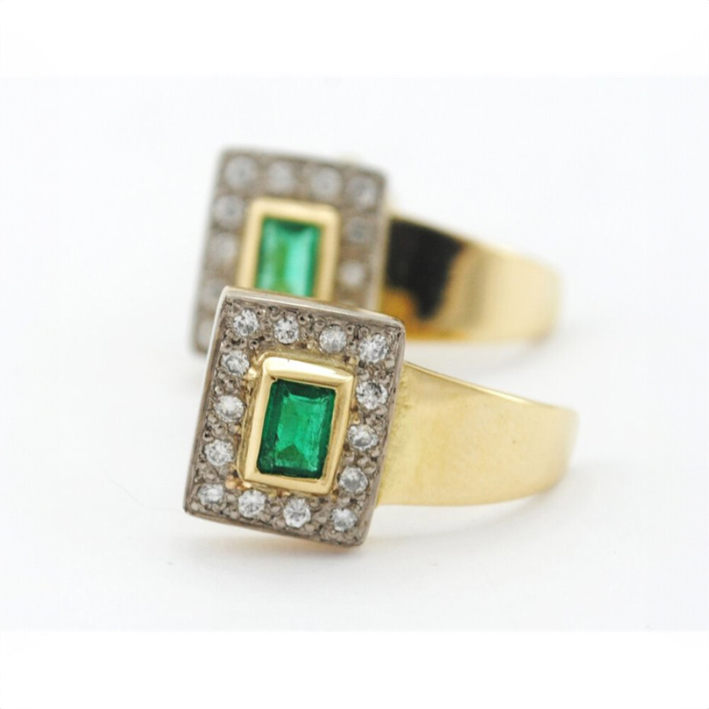 Caravanas Oro 18K Con Esmeralda Y Brillantes Caravanas Oro 18K Con Esmeralda Y Brillantes