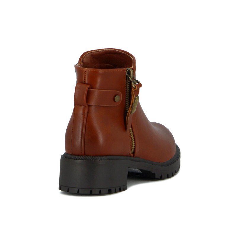 Botas Con Cierre Mujer Darkness Caña Baja Tan