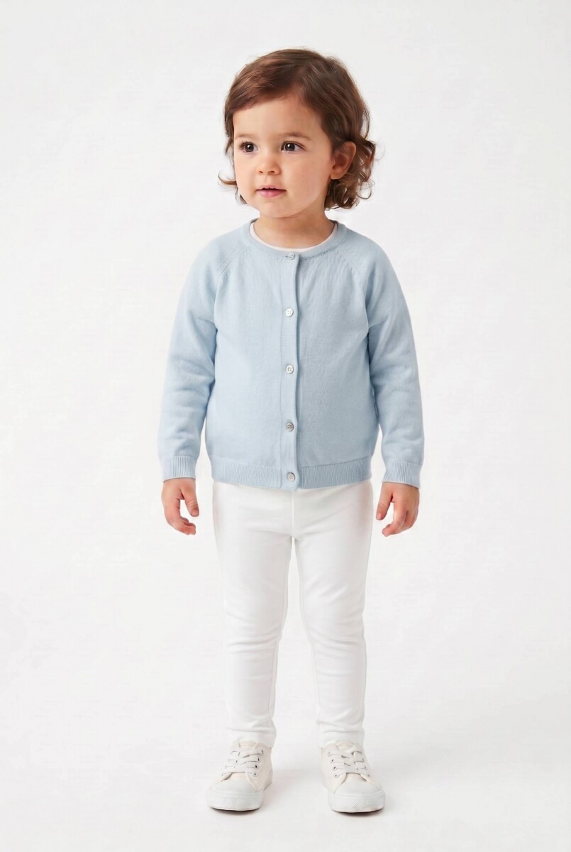 Cardigan tejido liso - Celeste 