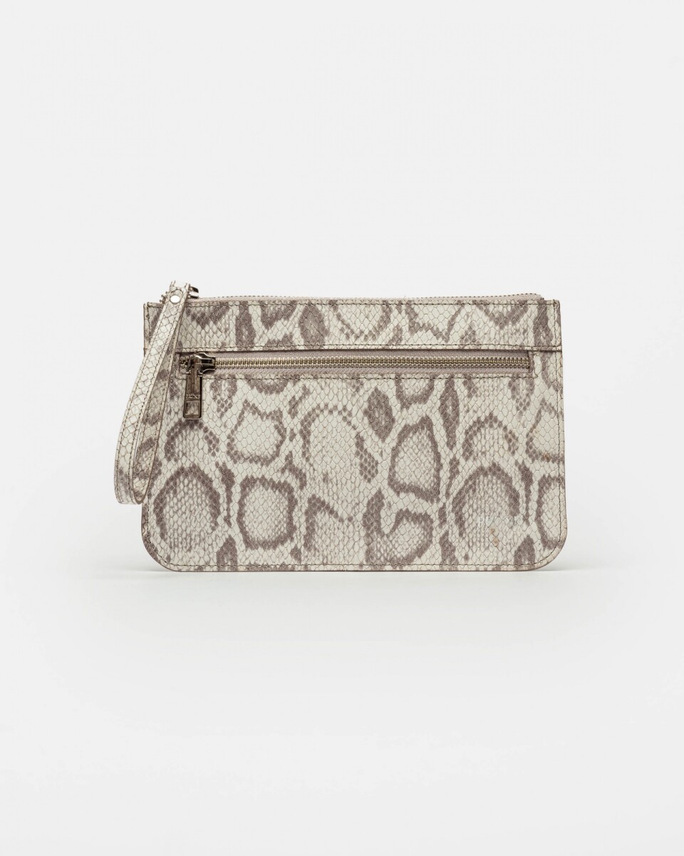 Porta Papeles Praga En Cuero Snake Print - Natural 