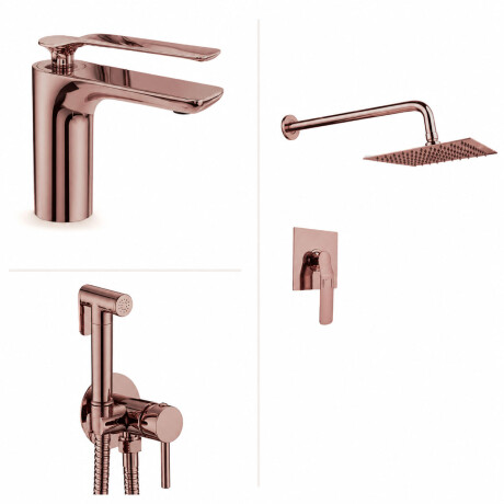 Juego Grifería Modena Rose Gold Con Ducha Higiénica BRONCE-ROSE GOLD