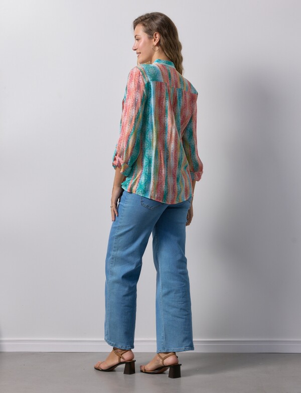 Blusa Gasa Print MULTI/VERDE