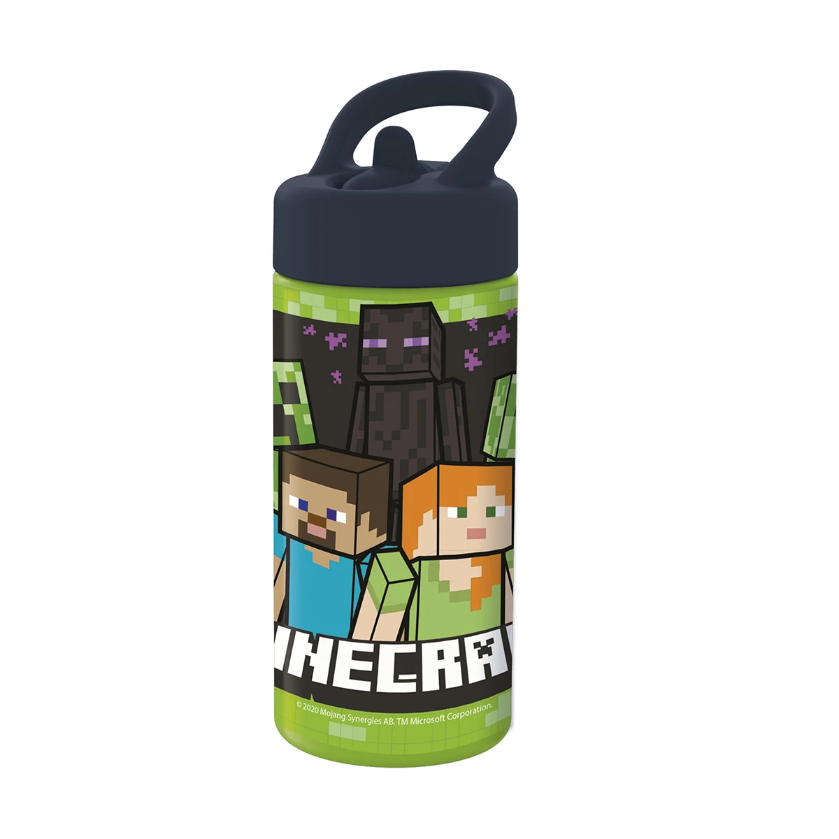 Botella Plástica con Pajita Minecraft 410 ml 