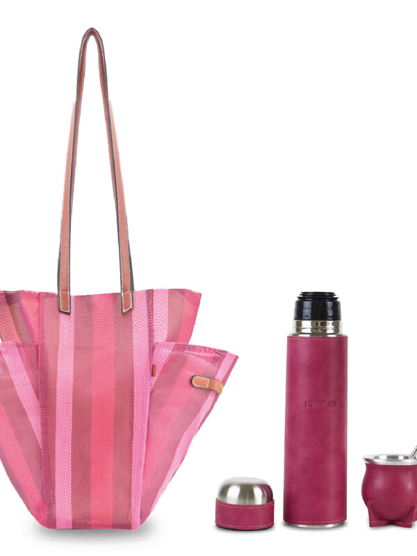 KIT MATERO VOLTOK FUCSIA TANNAT Y GUINDA CON FUCSIA