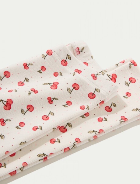 CALZA BÁSICA CON ESTAMPADO EN TELA ACANALADA BEIGE