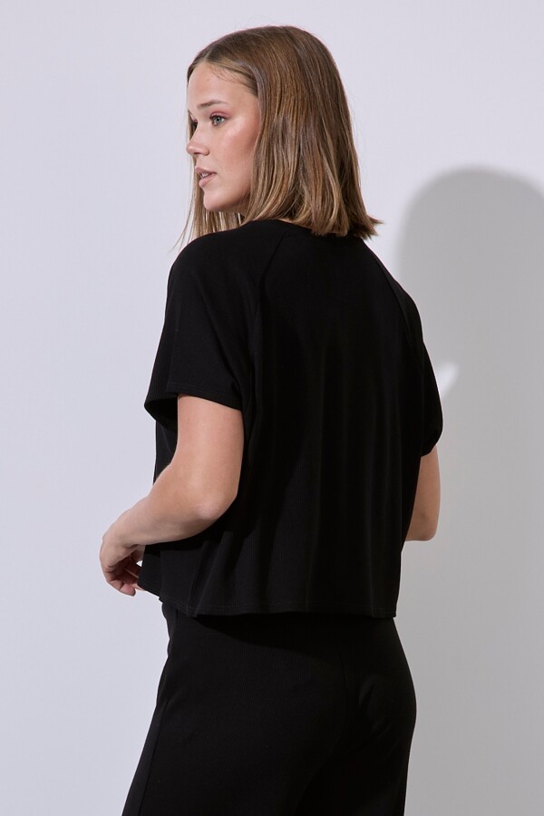 Remera Crop Rib NEGRO