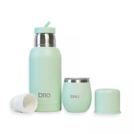 Set De Termo 750 Ml Y Mate Con Tapa brio Acero Inox Menta