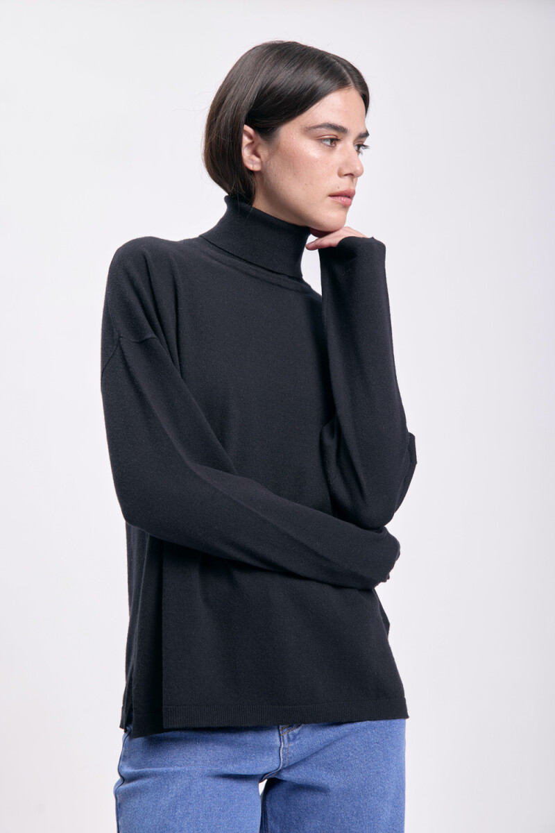Polera punto de rib Negro