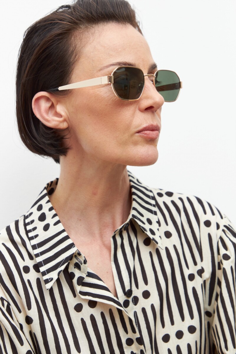 Vestido camisero estampado geométrico negro