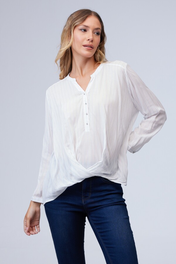 Blusa Lineas Botones BLANCO/AZUL