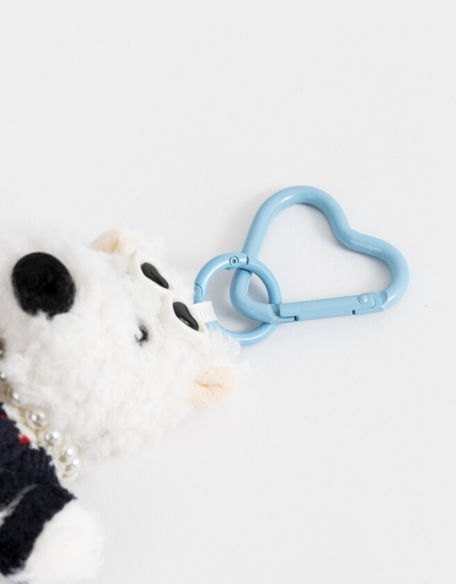 Llavero Peluche Llavero Y Charm Perrito Con Sweater - Blanco Crema