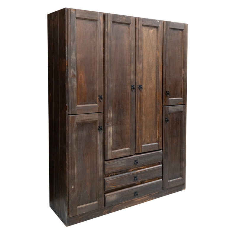 Ropero Madera Pino Macizo 6 Puertas Placard - Nogal Ropero Madera Pino Macizo 6 Puertas Placard - Nogal