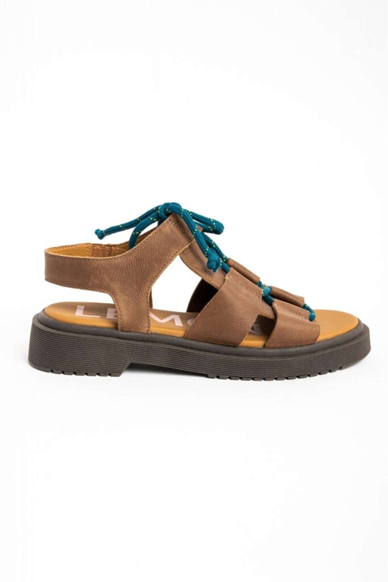 Sandalias Cuero Con Cordón - Chocolate 
