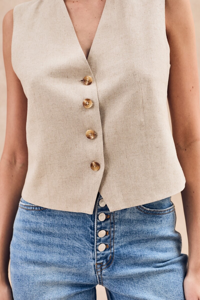 Chaleco Lino Crudo Melange