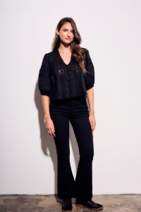 Blusa Encaje Bordados Negro