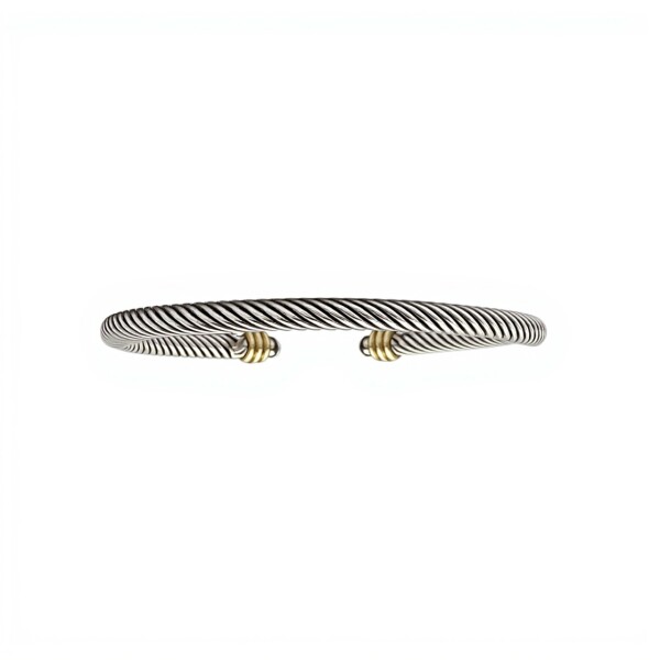 Brazalete Torneado-Plata y Oro-Con resina- BR5003 sinpiedra