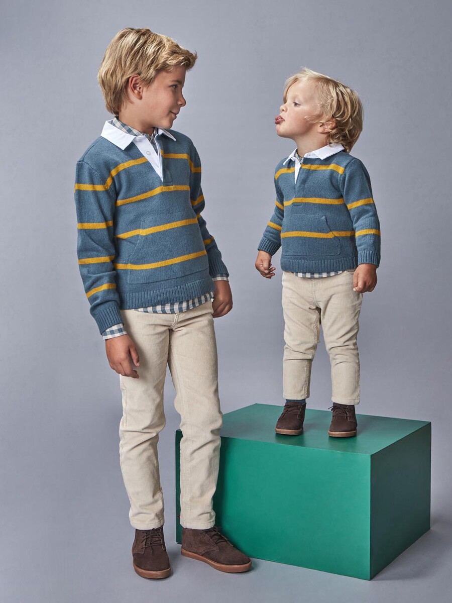 Jersey Polo De Rayas Petroleo