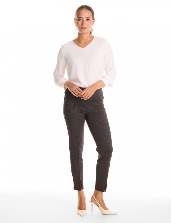 Pantalón Cigarette Cuadrillé MULTI/BORDEAUX