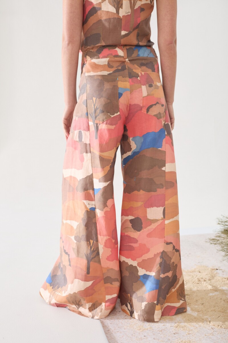 PANTALON WIDE XL LINEN PRINT Sol