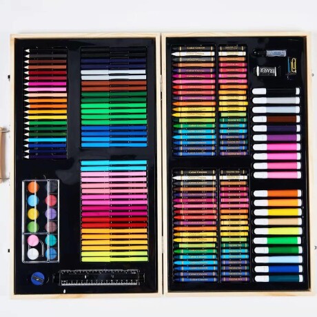 Set Arte Maleta Madera Escolar 220 Pcs Set Arte Completo Infantil Set Arte Maleta Madera Escolar 220 Pcs Set Arte Completo Infantil