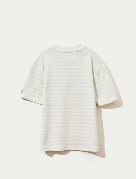 CAMISETA INFANTIL TEÑIDA EN HILO CON LINO. BLANCO