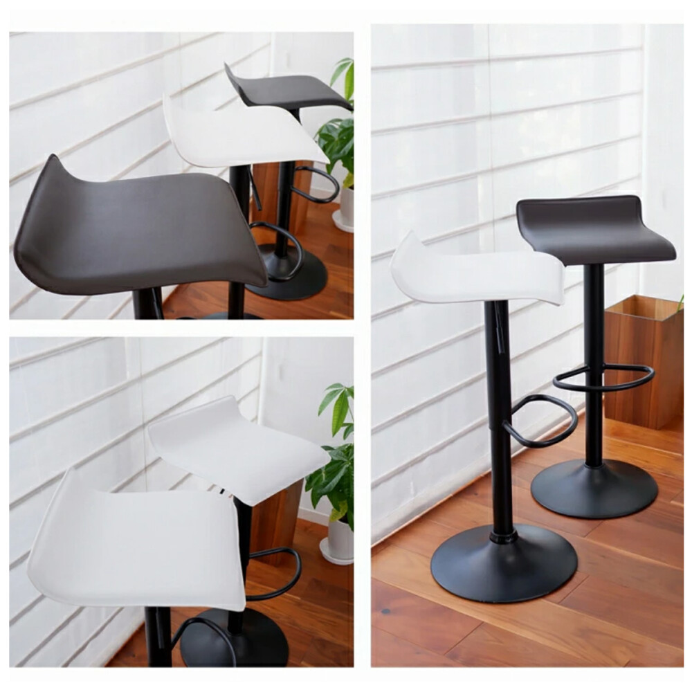 Butaca ecocuero con base negra promo x2 Blanco