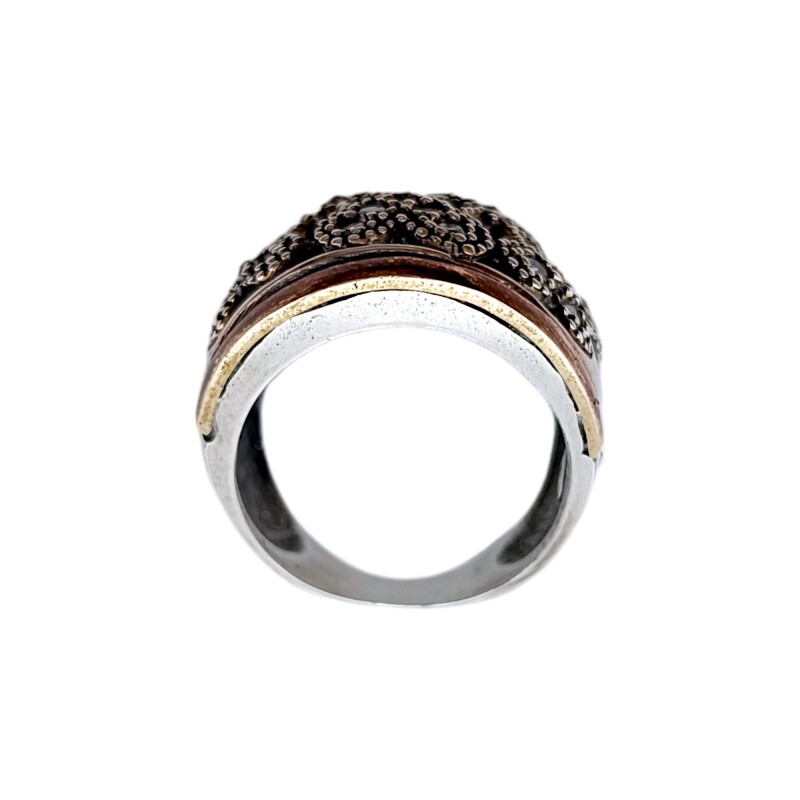 Anillo Corazón-Plata y Oro-Piedra Zirconia-AN5078 conpiedra