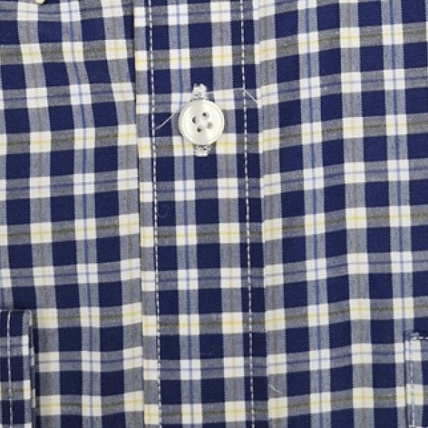 Camisa a Cuadros Azul Filete Amarillo