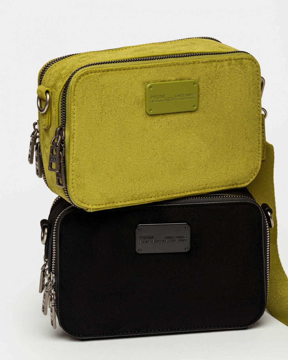Bandolera New Penny en efecto gamuza Pistacho