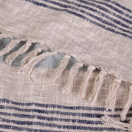 THROW TEJIDO ALGODON NATURAL-BEIGE BYRON NATURAL/AZUL