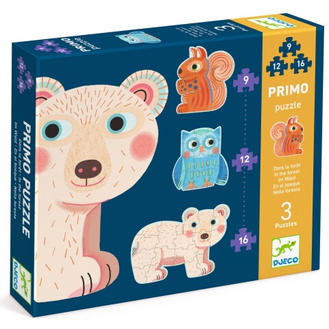 Puzzle x3 Primo 9, 12 y 16 Pcs 3+ Djeco - Bosque Puzzle X3 Primo 9, 12 Y 16 Pcs 3+ Djeco - Bosque
