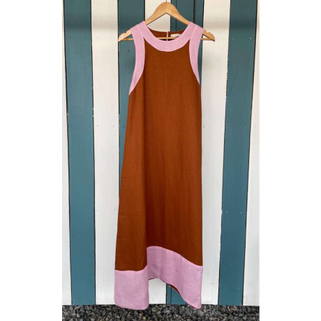 Vestido Acaí Long Camel y Rosa