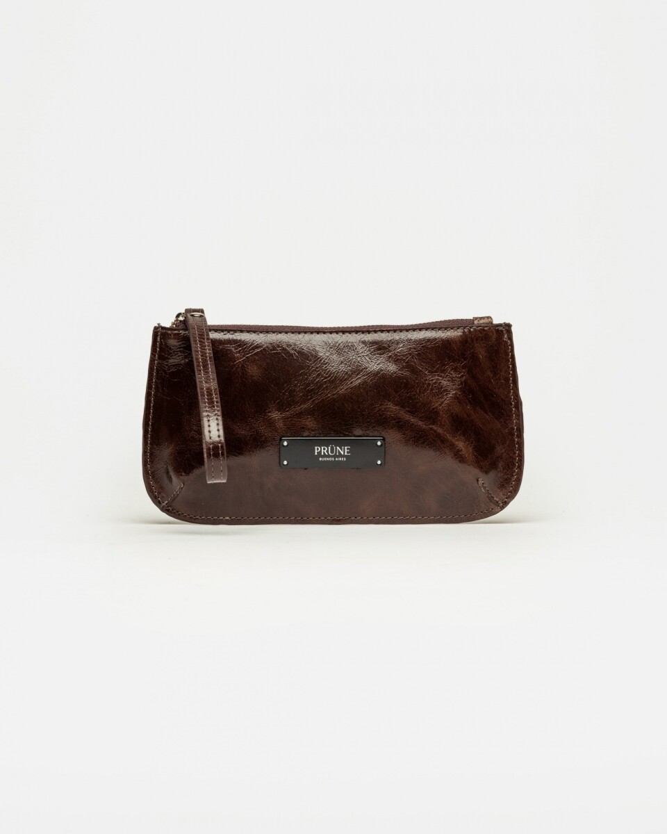 Porta cosméticos Sarah en cuero liso - Marron 