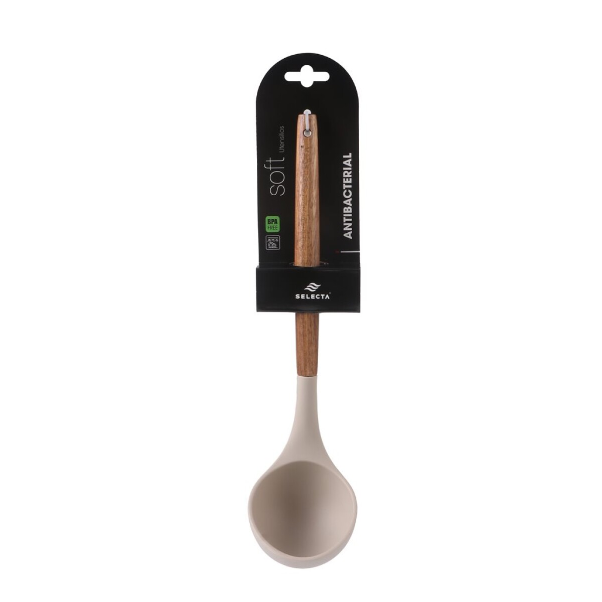 CUCHARON SILICONA 31CM MANGO ACACIA BEIGE 